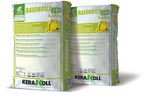 Mortero de acabado mineral eco‑compatible, referencia Rasobuild Eco Top Fino de Kerakoll. Blanco